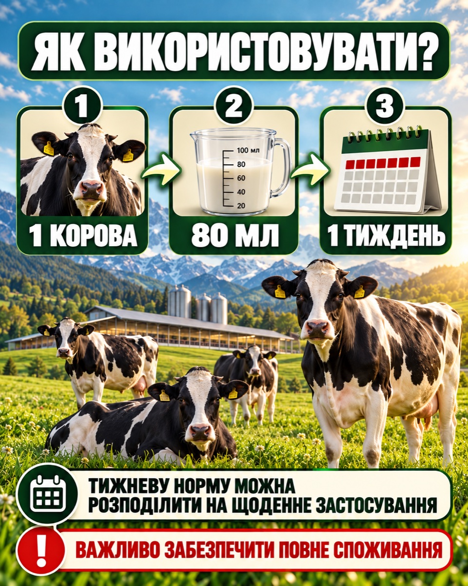 Одна корова, 80 мл, один тиждень
